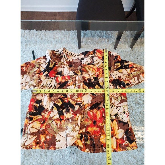 Choices Womens Multicolor Floral Long Sleeve Buttons Front Casual Jacket Size L - Picture 11 of 12